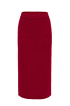 SWAYING/KNIT cashmere pocket straight skirt SW24RE3B03 red